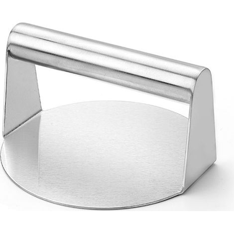 Presse à hamburgers en acier inoxydable, antiadhésive et lisse, avec fond plat sans rainures, idéale pour la cuisson à la plancha. (1/5)