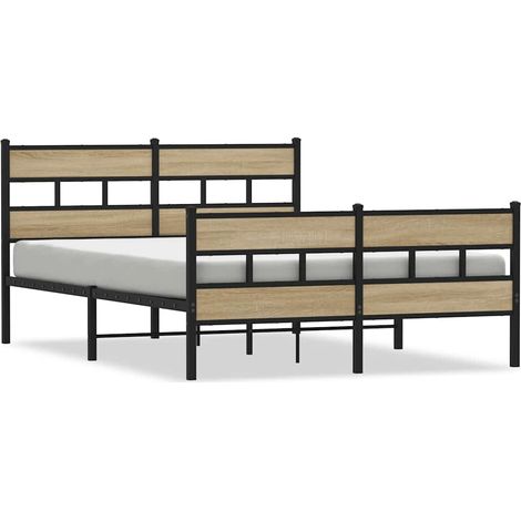 Maison Exclusive - Giroletto senza Materaso in Metallo Rovere Sonoma 135x190 cm (1/5)