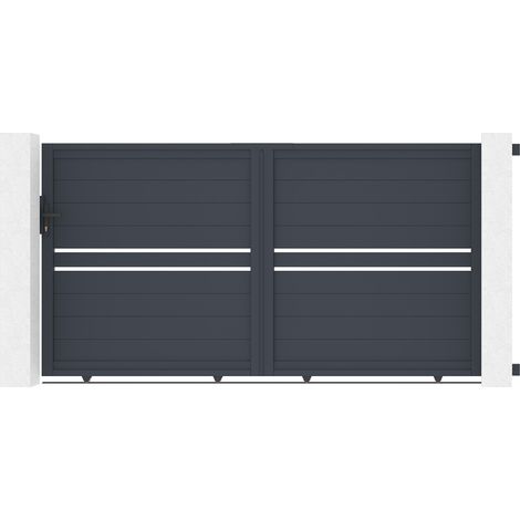 Casanoov – Portail coulissant aluminium 3m – Hauteur 160cm – Gris anthracite RAL 7016 – Conception pleine pour sécurité et luminosité