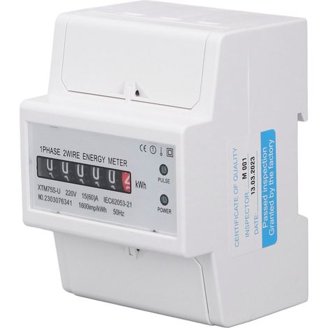 Compteur électrique monophasé DC220V, affichage numérique, 4P, rail DIN 35mm, mesure de consommation d'énergie (1/5)