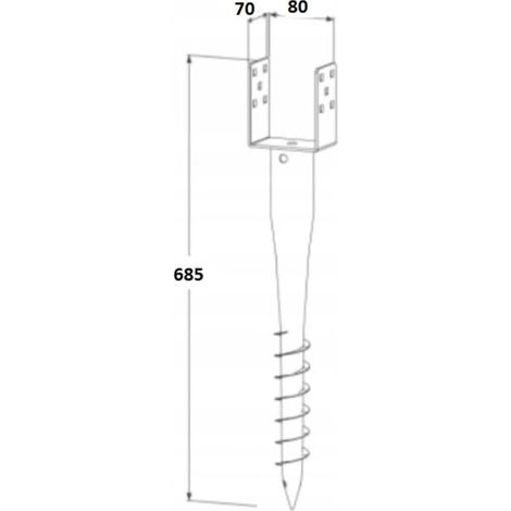 Base de colonne, cheville à visser en acier, 80 x 685 mm, perceuse (1/3)