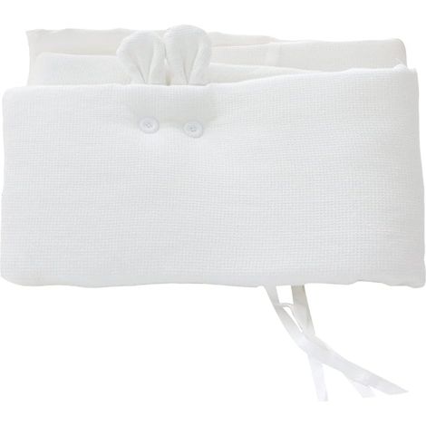 Tour De Lit De Lit De Bébé De 200 Cm pour Lit De Bébé Nouveau-né Coussin Rembourré avec Oreilles De Lapin Mignon(Blanc)