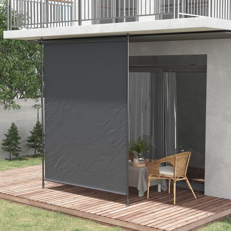 Senkrechtmarkise 200x215-305 cm grau Aluminium ausziehbar mit UV-Sichtschutz ohne Bohren (1/5)