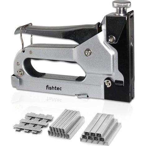 FISHTEC - Agrafeuse Cloueuse 3 en 1 - Réglable - 1200 Agrafes et Clous Inclus