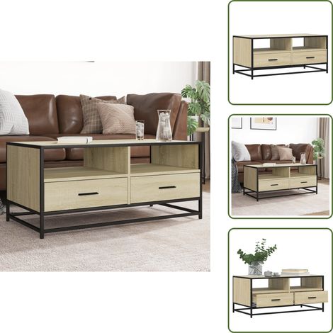 Couchtisch Sonoma-Eiche 100x50x45 cm Holzwerkstoff und Metall - Couchtisch - Couchtische - Couchtisch Niedrig - Tisch (1/5)