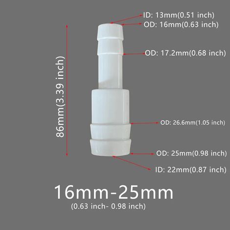 (5 pièces, 16-25 mm) 5 raccords flexibles en plastique pour tuyau d'arrosage, réducteurs à embout cannelé, adaptateurs et épissures pour la réparation de tuyaux d'eau, de jardins, d'aquariums et de la (1/5)