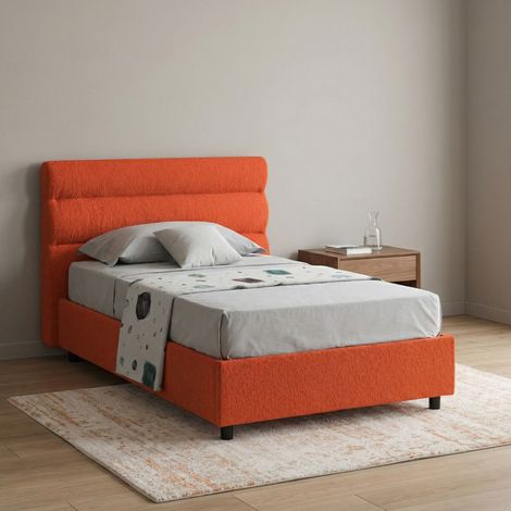Einzelbett Brez, abnehmbar, mit Stauraum, Made in Italy, Matratze 80x190 cm, Orange (1/5)