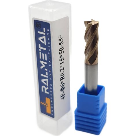 Fresa radiale in metallo duro integrale 6 x R0.2 x 50 mm 55 HRC (1/3)