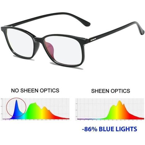 SHEEN Lunettes pour jeux vidéo TR90 , antireflet, anti-scintillement, filtre la lumière bleue, Lunettes pour PC. (1/4)