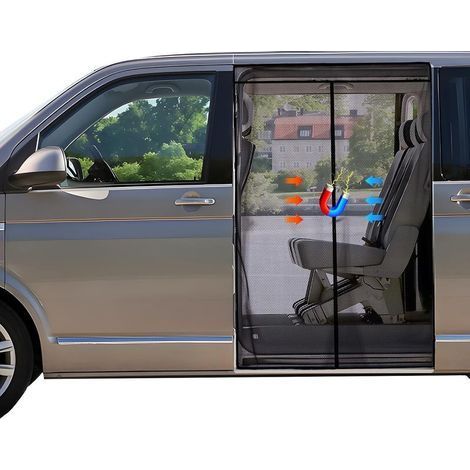 Moustiquaire magnétique pour porte coulissante de fourgon VW T5 et T6, protection anti-insectes, ombrage solaire, filet d’ombrage latéral, idéale pour le camping (1/5)