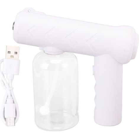 Atomiseur nano rechargeable portable à lumière bleue, pulvérisateur d'alcool pour maison, jardin, école, 380ml blanc (1/5)