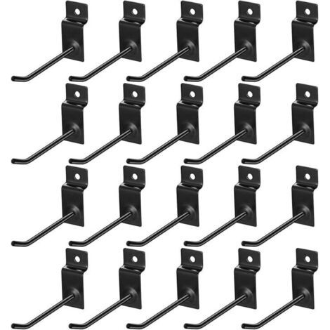 royaluxe-20 Pcs Crochet pour Panneau Perforé Mural, 10cm Crochets pour Panneaux Perforés, Crochet Panneau Perforé Porte Mural, Crochets Muraux pour Garages, Remises à Outils, Ateliers