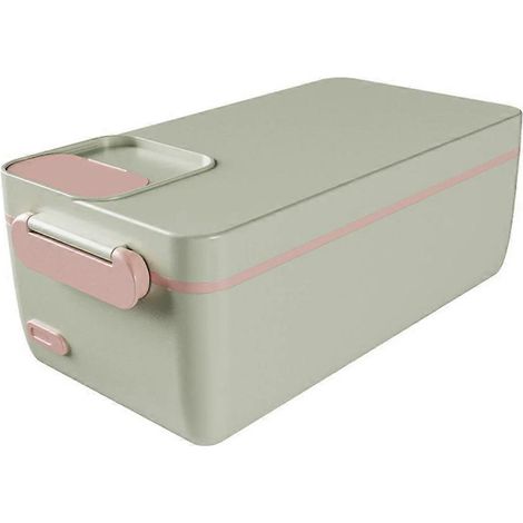 Tragbare, kabellose, beheizbare Lunchbox, herausnehmbarer Edelstahlbehälter, ideal für Reisen (grün). (1/5)