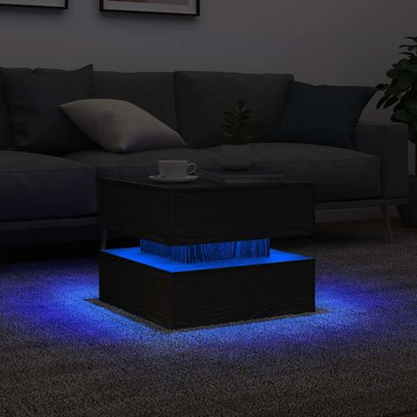 Mesa de centro con luces LED roble negro 50x50x40 cm vidaXL (1/5)
