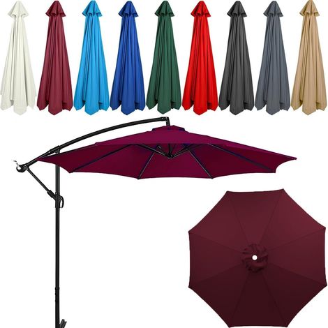 Toldo de repuesto universal para sombrilla de patio de 10 pies y 8 varillas, fundas portátiles para sombrillas, cubierta superior (rojo, 6.5 pies 6 varillas) (burdeos, 6.5 pies 8 varillas) (1/5)