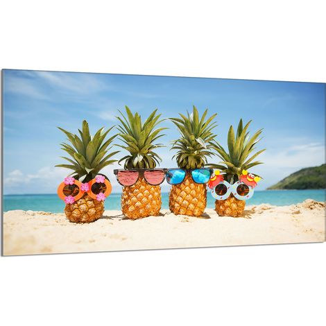 Protezione per piano cottura in vetro 90x52 Ananas (1/5)