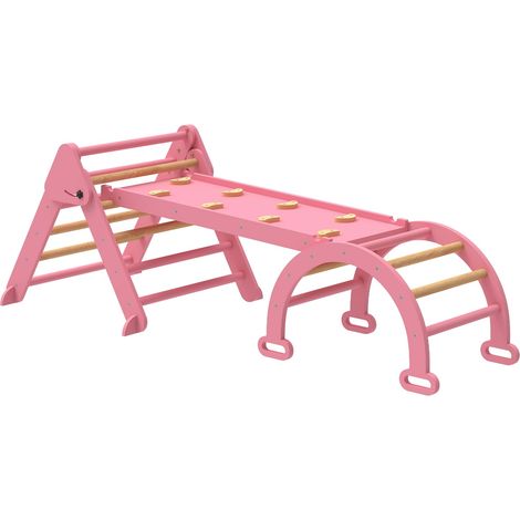 Juego de escalada para interiores, triángulo plegable 7 en 1 con tobogán