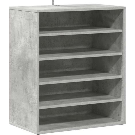 Meuble à chaussures, gris ciment, 60x35x70 cm, bois d'ingénierie. (1/5)