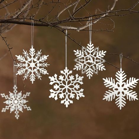 Snowflakes Decoration 35pcs Hanging Snowflakes Christmas Tree Decoration Hanging Christmas Snow Hanging Decorations with 10cm Snowflake (1/4)