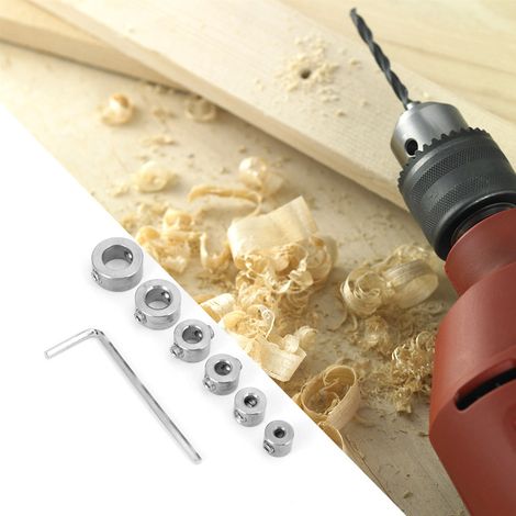 Jeu de 6 bagues de butée de profondeur de perçage en acier inoxydable de 3 à 10 mm (1/5)