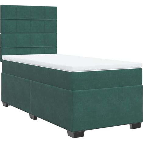 vidaXL Giroletto a Molle con Materasso Verde Scuro 100x200 cm Velluto (1/5)