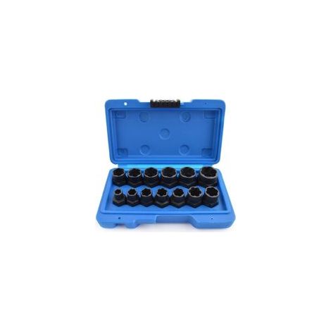 13 Pièces Extracteur de Vis , Extracteur Ecrou Antivol Universel, Douille Torx Femelle Coffret pour Enlever Les Boulons, Rouillés et Écrous Endommagés