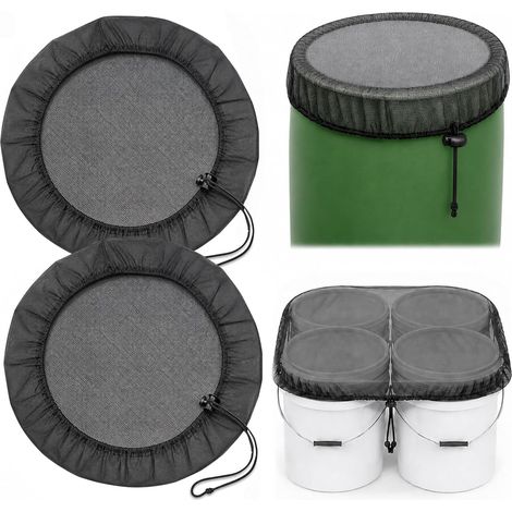 120 cm Filet Anti Moustique pour Tonneau de Pluie, Couvercle pour Tonneau de Pluie 2 Pièces, Protège Jardin des Insectes, Feuilles et Débris (1/5)