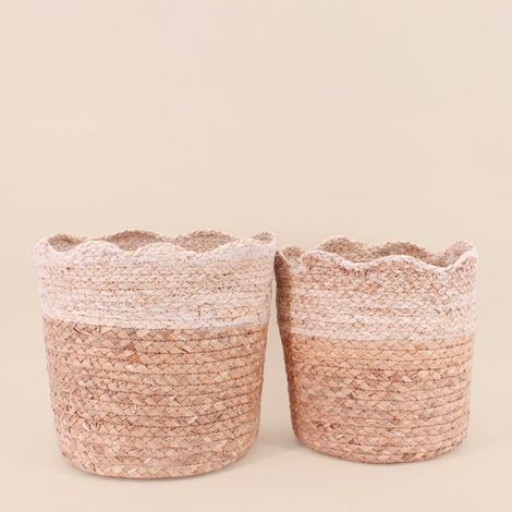 Lot de 2 paniers à corolle en jacinthe et maïs