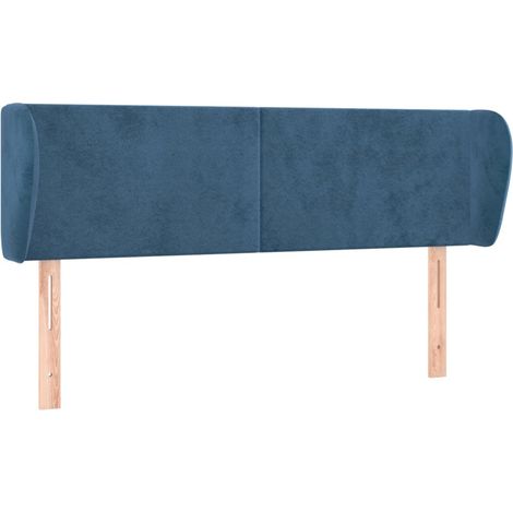 The Living Store Tête de lit avec oreilles Bleu foncé 147x23x78/88 cm Velours - Tête De Lit - Tête De Lit Velours - Literie - Meuble Chambre - Décoration Chambre (1/5)
