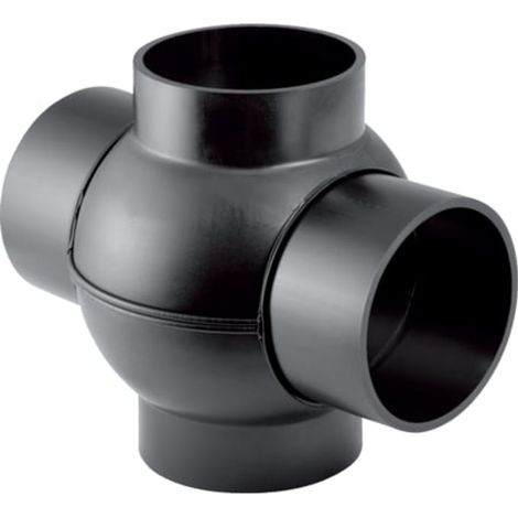 Geberit PE Derivación esférica 88,5° doble, conexiones desplazadas 180°, DN 100 / 100, 367.285.16.1
