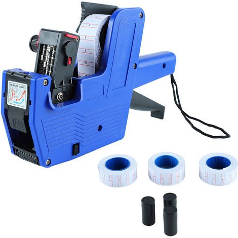 Fabricant d'étiquettes numériques de prix à 8 chiffres avec 3 rouleaux de papier d'étiquettes, 3 roues d'encre, étiqueteuse de prix à impression claire pour les magasins de détail et les-Crezuo