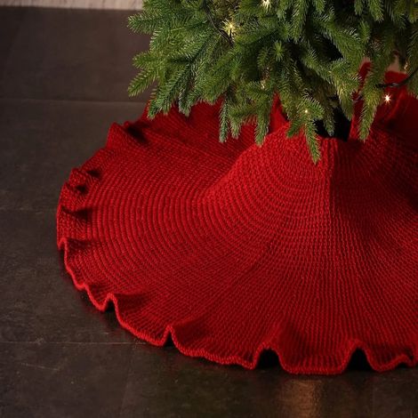 Jupe de sapin de Noël, jupe de sapin de Noël tricotée à la main pour Noël (1/4)