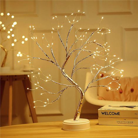 Arbol De Navidad Miniatura - Luz De Mesa Para Bonsai - 108 Led - Color Blanco Cálido - Funciona Con Batería O Usb - Ramas Ajustables - 500 X 120 Mm - 1 Unidad (1/5)