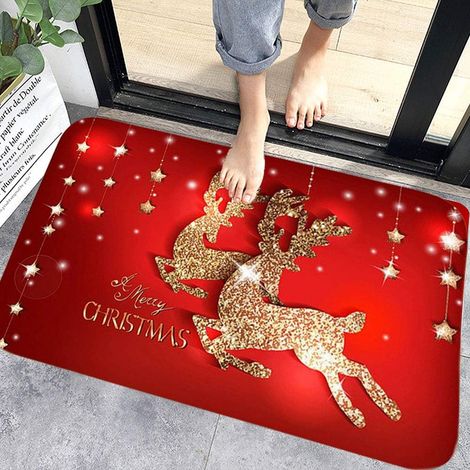 Tapis De Bienvenue De Noël - 60 X 40 Cm - Velours Rond Haute Qualité - Base Antidérapante En Caoutchouc - Pour Intérieur Et Extérieur - 1 Pièce (1/5)