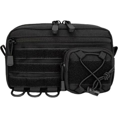 Sacoche de ceinture tactique, sacoche à outils avec poches MOLLE, petite sacoche à outils multifonctionnelle, sacoche pour téléphone, sacoche banane pour usage extérieur, couleur noire