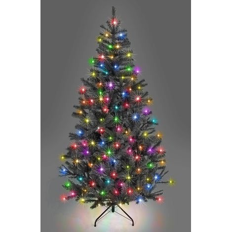5FT Pre-Lit Black Alaskan Pine Artificial Christmas Tree with Metal Stand