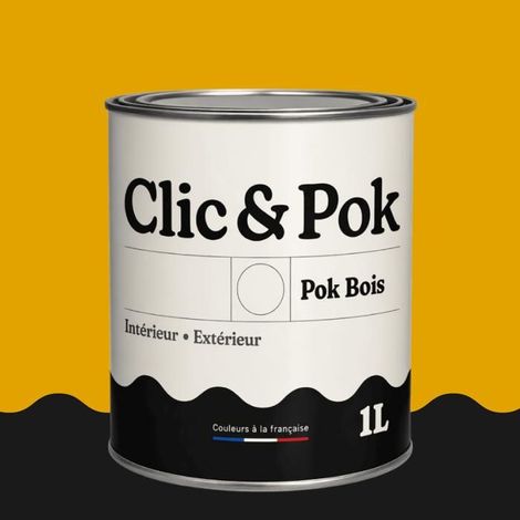 Peinture Bois Extérieur – POK BOIS - 1L - RAL 1032 - Jaune genêt- Résistante aux intempéries - Ne s'écaille pas