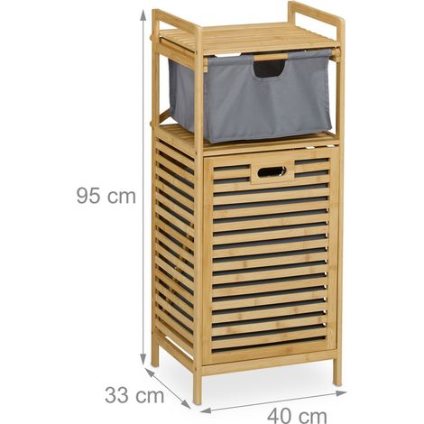Praquetico mueble para ropa sucia de baño acabado mate 80 x 30 x 60 cm de madera gris 130016769 (1/5)