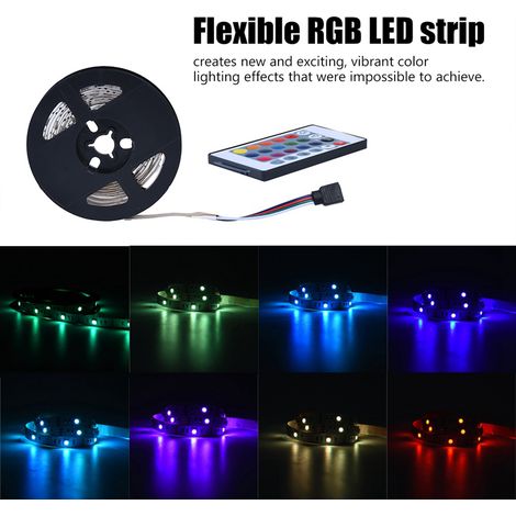 Ruban LED 5050 RGB USB 5V Flexible 3m 90 LEDs pour Éclairage Fond TV Décoration (1/5)