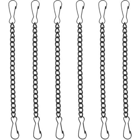 Set mit 6 schwarzen Metall-Hängeketten, 10 cm, mit Doppelverschluss, für Türschilder, Brandschutzschilder, Bilder zum Aufhängen, robuste Stahlketten.
