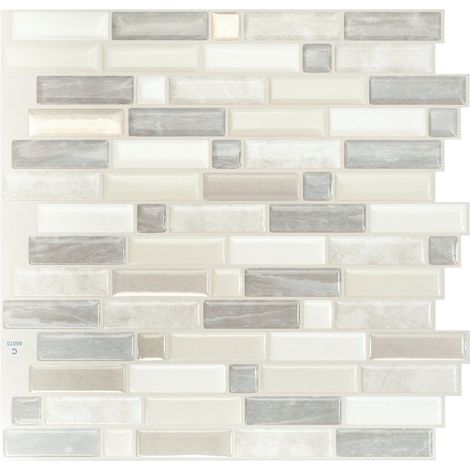 Selbstklebende Wandfliesen x4, 24,71x23,77cm - Smart Tiles Crescendo Ciotta Klebefliesen 3D Fliesenaufkleber für Bad & Küche