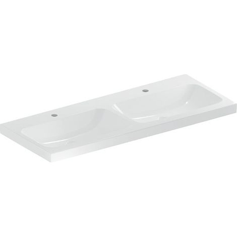 Geberit iCon Light lavabo double, 120 cm x 48 cm, avec 2 trous