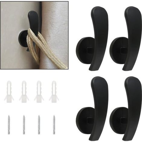 Juego de 4 piezas: ganchos para cortinas, ganchos para perchas, clips para cortinas y soportes para barras de cortina. Ganchos para cortinas, aptos para ventanas y puertas. (1/5)