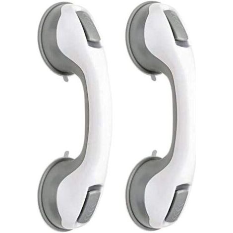 Poignée De Douche À Ventouse Poignée Plastique Sans Perçage, Barre De Préhension Extra Forte Antidérapante 2 Pièces, Gris (1/4)