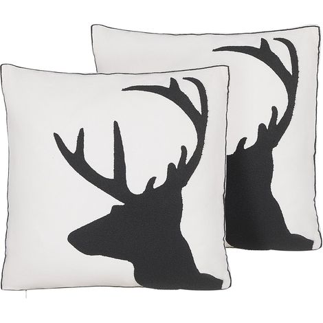 Dekokissen 2er Set SHADRACK Baumwolle 45 x 45 cm Weiß Weihnachtsmotiv
