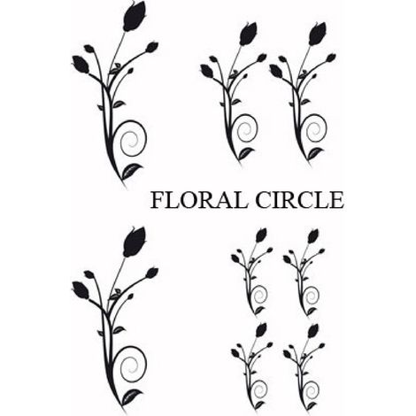 Set Adhesifs -ELEMENT FLORAL CIRCLE- Noir - PROMO ADN - Car Deco