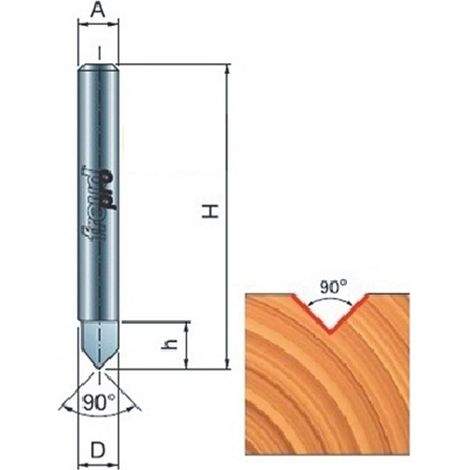 Fresa per intagli a v 6x6x38.1 90° freud 20-10006