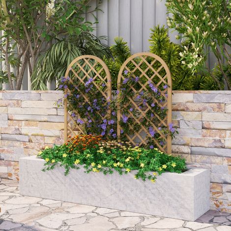 Set di 2 tralicci in legno - pannelli ad arco per piante rampicanti - dimensioni di un pannello: 60 cm di larghezza x 120 cm di altezza