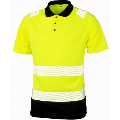 Result polo di sicurezza HV riciclata Giallo / Nero LXL