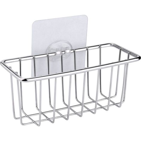 Porte-éponge - Porte-brosse - Porte-chiffon - Support pour tampon de lavage - En acier inoxydable - Pour évier cuisine ou salle de bain - 1 pièce (1/5)